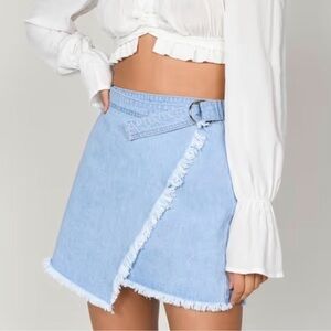 Tobi Denim Light Blue Wash Wrap Skirt